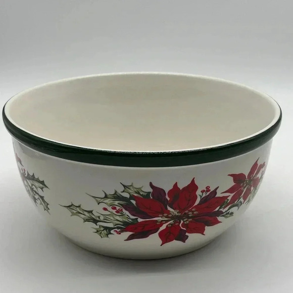 Totally Today Poinsettia Design Nesting Mixing Bowl Set 3 Heavy Duty Xmas Baking - Picture 12 of 12